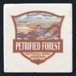 Petrified Forest National Park Illustration Retro  Stone Coaster<br><div class="desc">Petrified Forest vector artwork design. The park is in northeastern Arizona and has large deposits of petrified wood.</div>