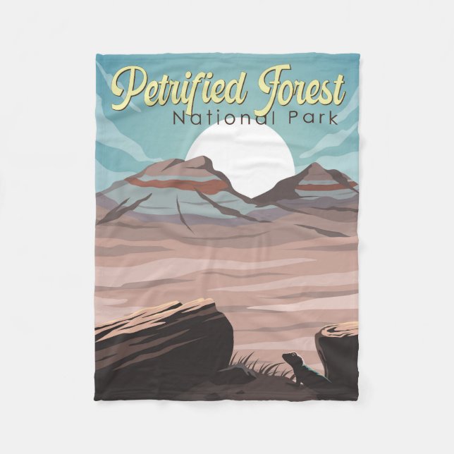 Petrified Forest National Park Illustration Travel Fleece Blanket (Front)