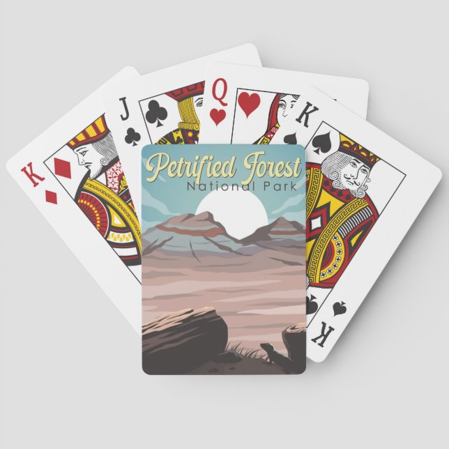 Petrified Forest National Park Illustration Travel Playing Cards (Back)