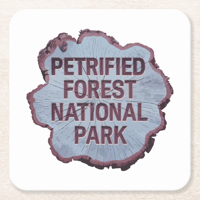 Petrified Forest National Park Tree stump Square Paper Coaster (Front)