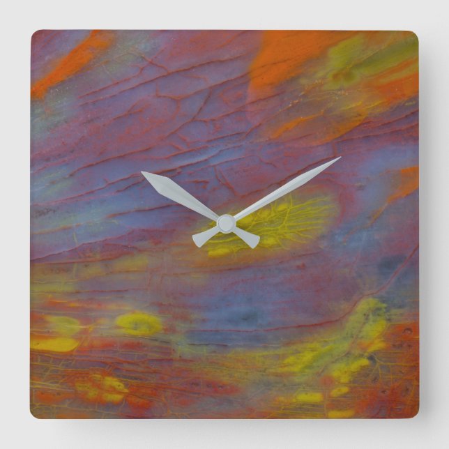 Petrified Wood Close-Up Square Wall Clock (Front)