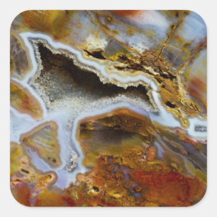 Petrified Wood With Crystals Square Sticker