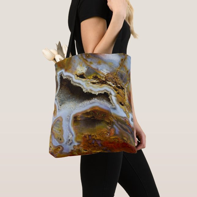 Petrified Wood With Crystals Tote Bag (Close Up)