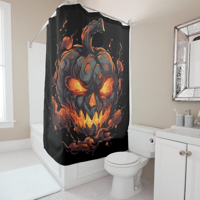  Petrifying Pumpkin Shower Curtain (In Situ)