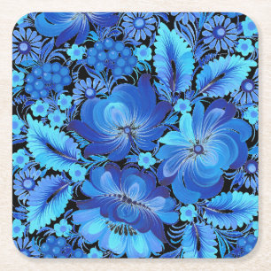 Petrikivka Ukrainian traditional folk art Square Paper Coaster
