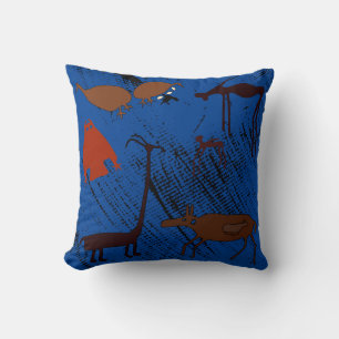 Petroglyph Cave Art Ancient Animals Cushion