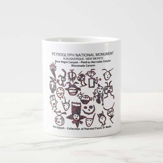 Petroglyph collection Face and Masks Large Coffee Mug (Front)