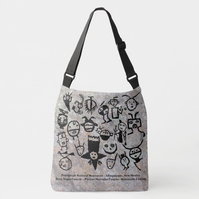 Petroglyph collection Masks and Heads Crossbody Bag (Front)