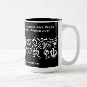 Petroglyph Collection of Masks and Painted Faces Two-Tone Coffee Mug