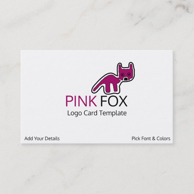 Petroglyph Fox Symbol - Pink Fox Business Card (Front)