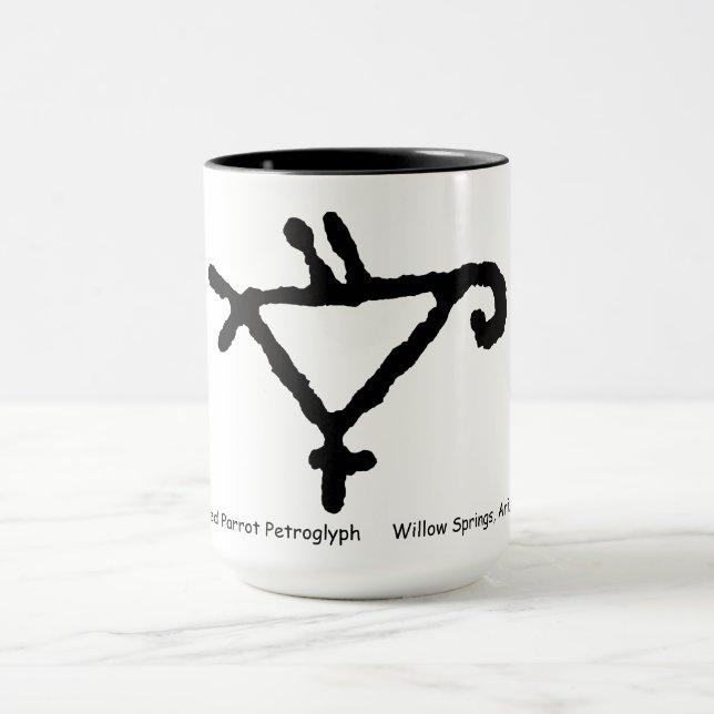 Petroglyph of a Stylized Parrot Mug (Center)