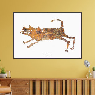 Petroglyph of an animal bearing teeth canvas print