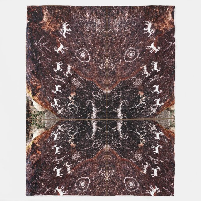 PETROGLYPH SOUTHWESTERN NATIVE INDIAN DESIGN FLEECE BLANKET (Front)