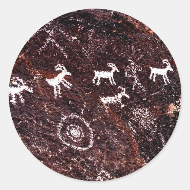 PETROGLYPHS NEVADA DESERT AMERICAN SOUTHWEST CLASSIC ROUND STICKER (Front)