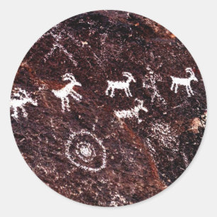 PETROGLYPHS NEVADA DESERT AMERICAN SOUTHWEST CLASSIC ROUND STICKER