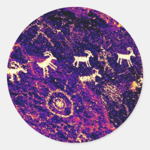 PETROGLYPHS NEVADA DESERT AMERICAN SOUTHWEST CLASSIC ROUND STICKER