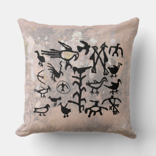 Petroglyphs of Bird images along the Rio Grande Cushion