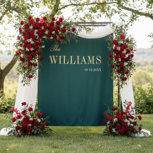 Petrol green elegant stylish wedding backdrop  tapestry