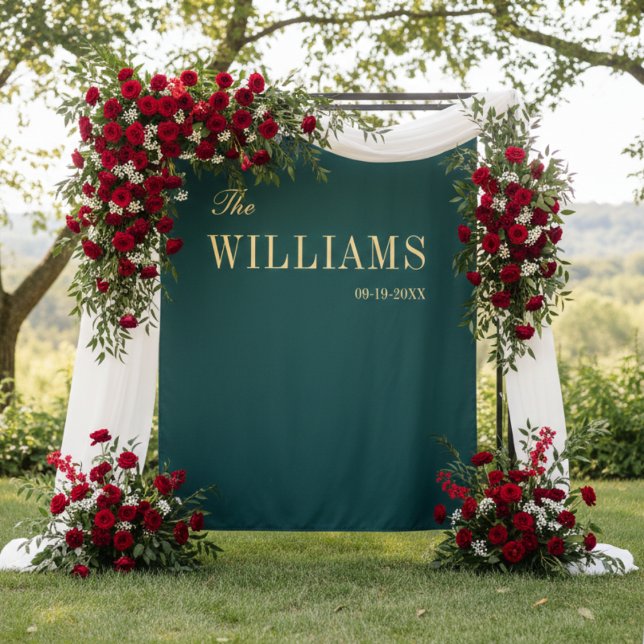 Petrol green elegant stylish wedding backdrop  tapestry (Creator Uploaded)
