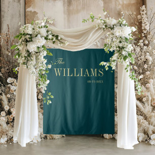 Petrol green elegant stylish wedding backdrop  tapestry