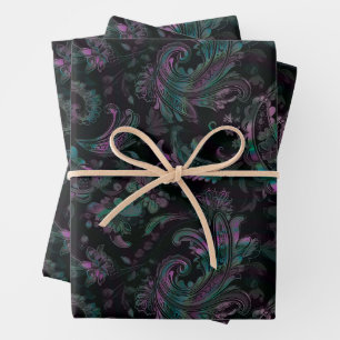 Petrol Spill Paisley Gothic Wrapping Paper Sheets