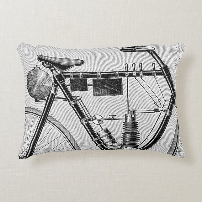 Petrolette Omega Motorcycle, 1895 Decorative Cushion (Front)