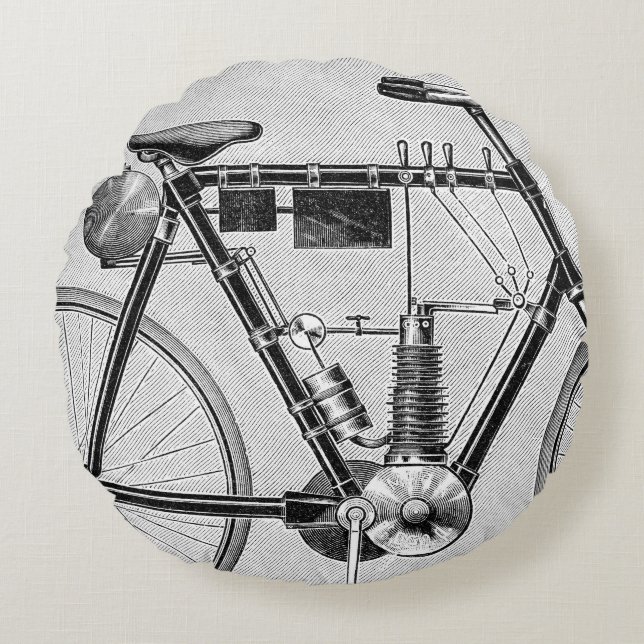 Petrolette Omega Motorcycle, 1895 Round Cushion (Front)