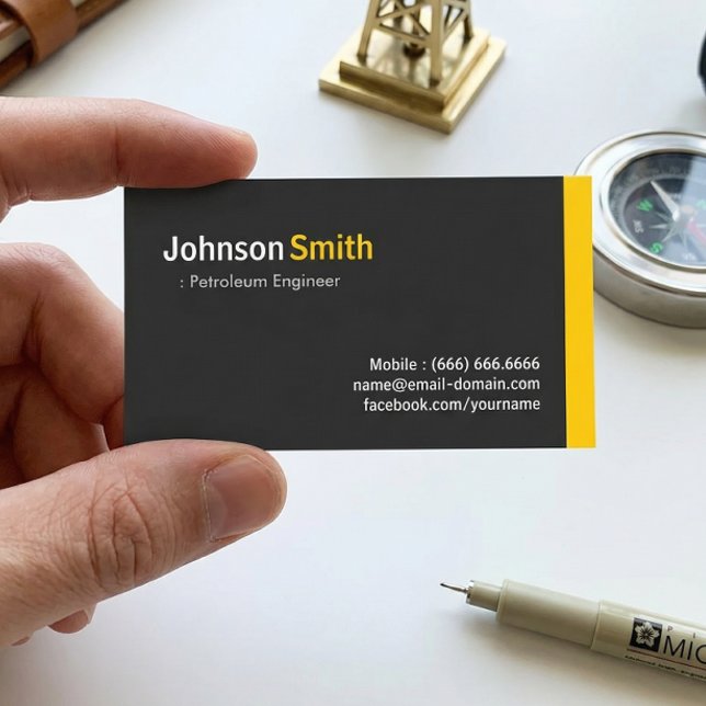 Petroleum Engineer - Modern Minimalist Amber Business Card (Creator Uploaded)