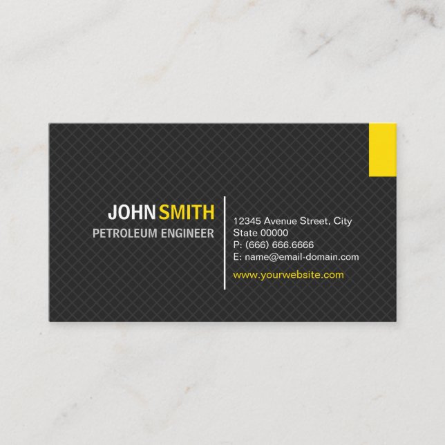 Petroleum Engineer - Modern Twill Grid Business Card (Front)