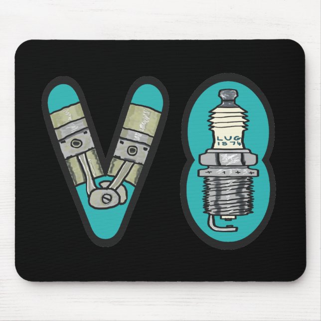 Petrolhead V8 Car Enthusiast Mouse Mat (Front)