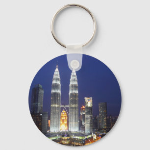Petronas Towers illuminated at night Kuala Lumpur Key Ring