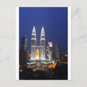 Petronas Towers illuminated at night Kuala Lumpur Postcard