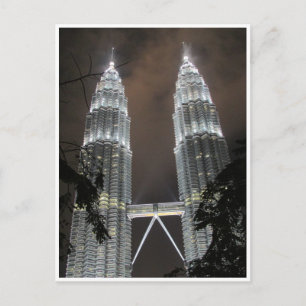 petronas twin towers glow postcard