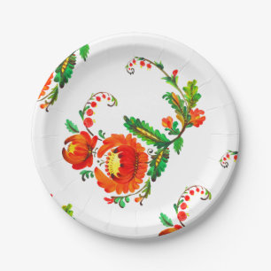 Petrykivka Ukrainian art Paper Plate