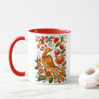 Petrykivka ukrainian firebird mug