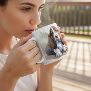 Pets Basset Hound Brown Watercolor Coffee Mug