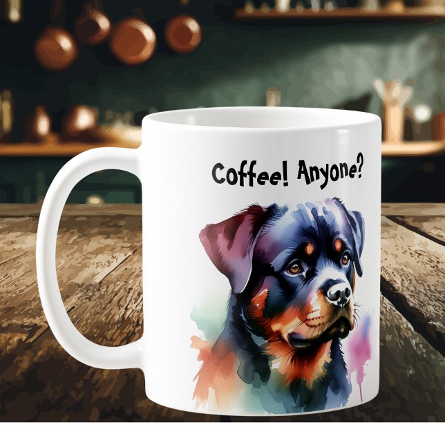  Pets Blacks Rottweiler  Personalize Coffee Mug (Personalize with a few words,)