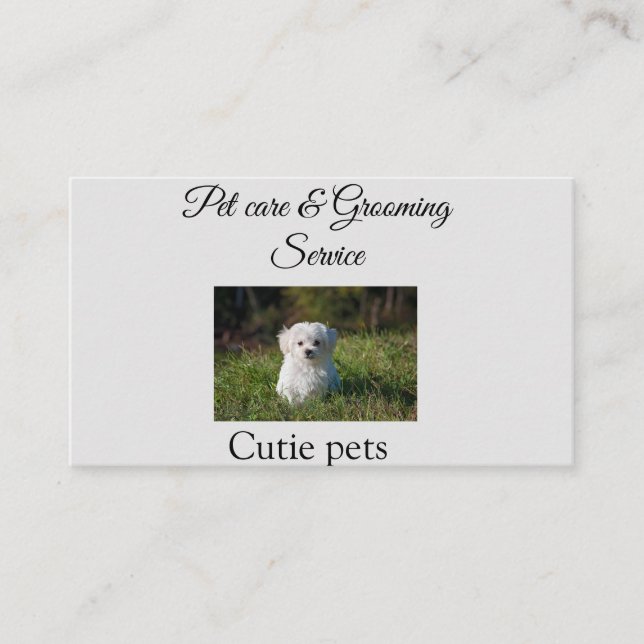 Pets care grooming service add name address text business card (Front)