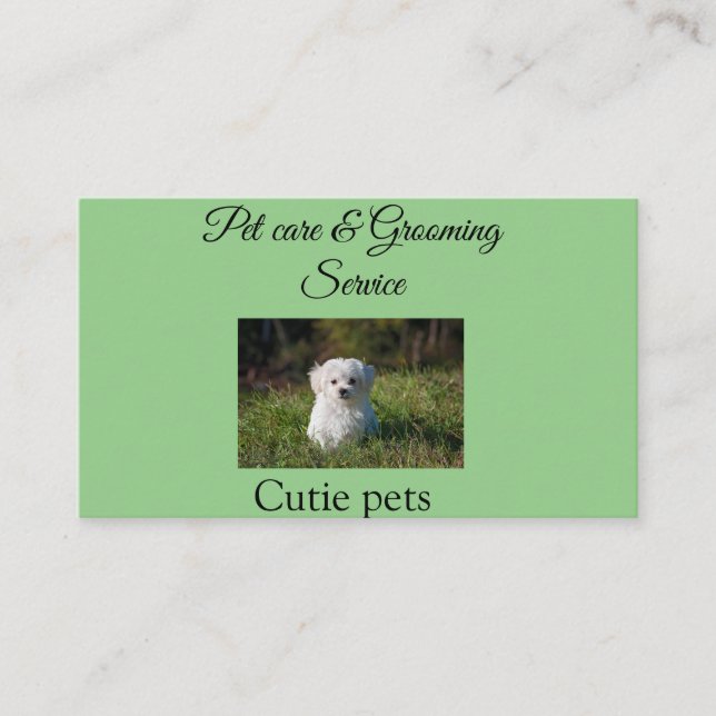 Pets care grooming service add name address text business card (Front)