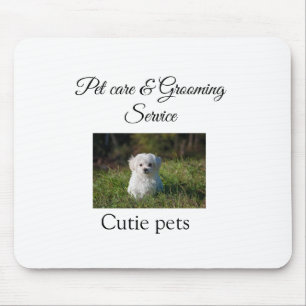 Pets care grooming service add name address text mouse mat