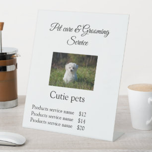 Pets care grooming service add name address text pedestal sign