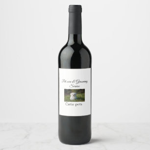 Pets care grooming service add name address text wine label