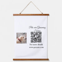 Pets care grooming service Q R code add name text