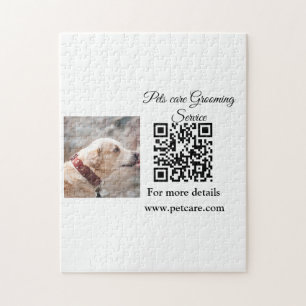 Pets care grooming service Q R code add name text Jigsaw Puzzle
