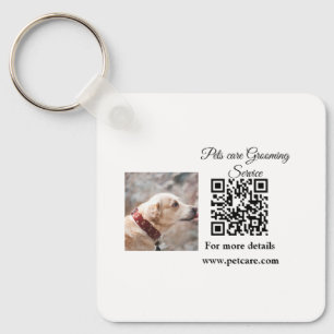 Pets care grooming service Q R code add name text Key Ring