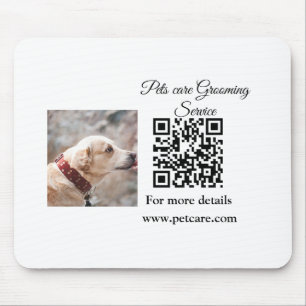 Pets care grooming service Q R code add name text Mouse Mat