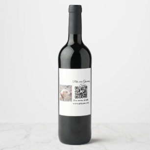 Pets care grooming service Q R code add name text Wine Label
