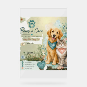 Pets,Cat And Dog Sitter And Walker Acrylic Party Sign