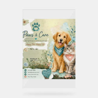 Pets,Cat And Dog Sitter And Walker Acrylic Party Sign