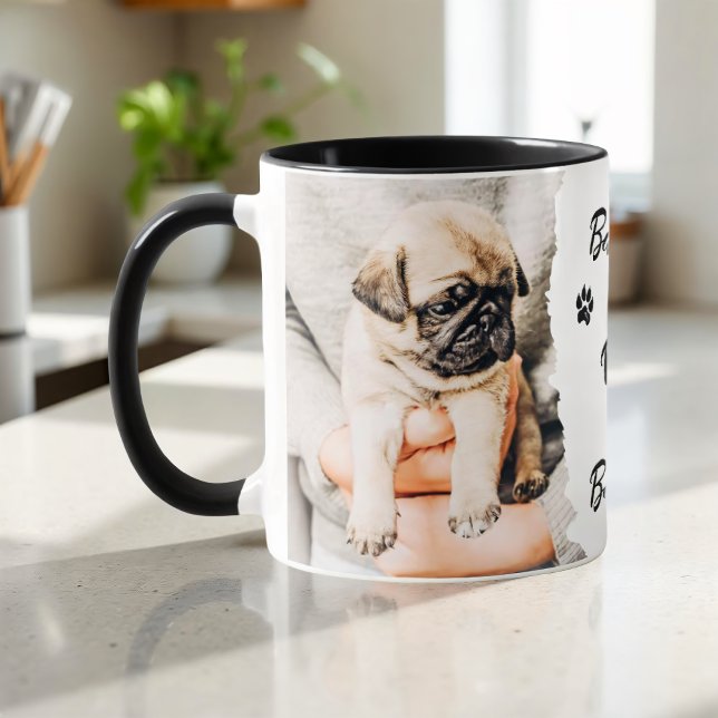 Pet's Cool Modern Simple Typography Name and Photo Mug (Creator Uploaded)